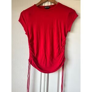 Red Womens Medium 90s / Y2K Red Short Sleeve Tee w/ Adjustable Side Ruching